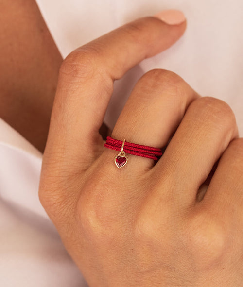 Bague cordon et petit coeur zircon Plaqué or - 1