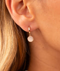 Boucles d'oreilles créoles et Pierre de Lune Plaqué or - 1
