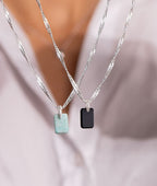 Médaille rectangle et zircons Argent 925 - 2