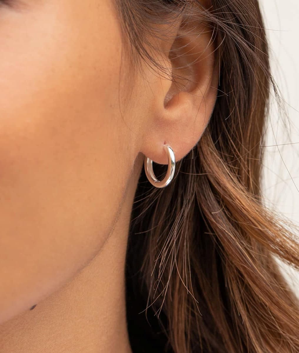 Boucles d'oreilles créoles lisses Argent 925 - 1