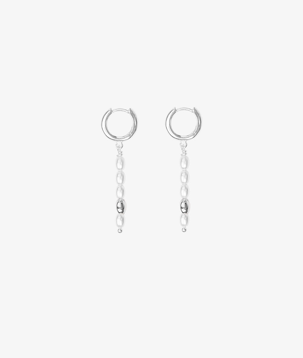 Boucles d'oreilles créoles et barrette de perles Argent 925 - 2