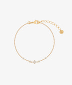 Bracelet chaîne fleur de zircons Plaqué or - 2