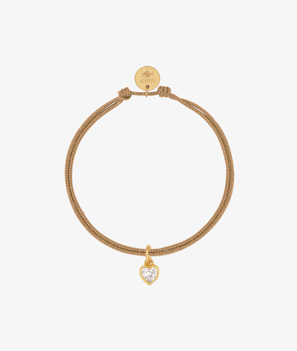 Bracelet cordon et petit coeur zircon Plaqué or - 2