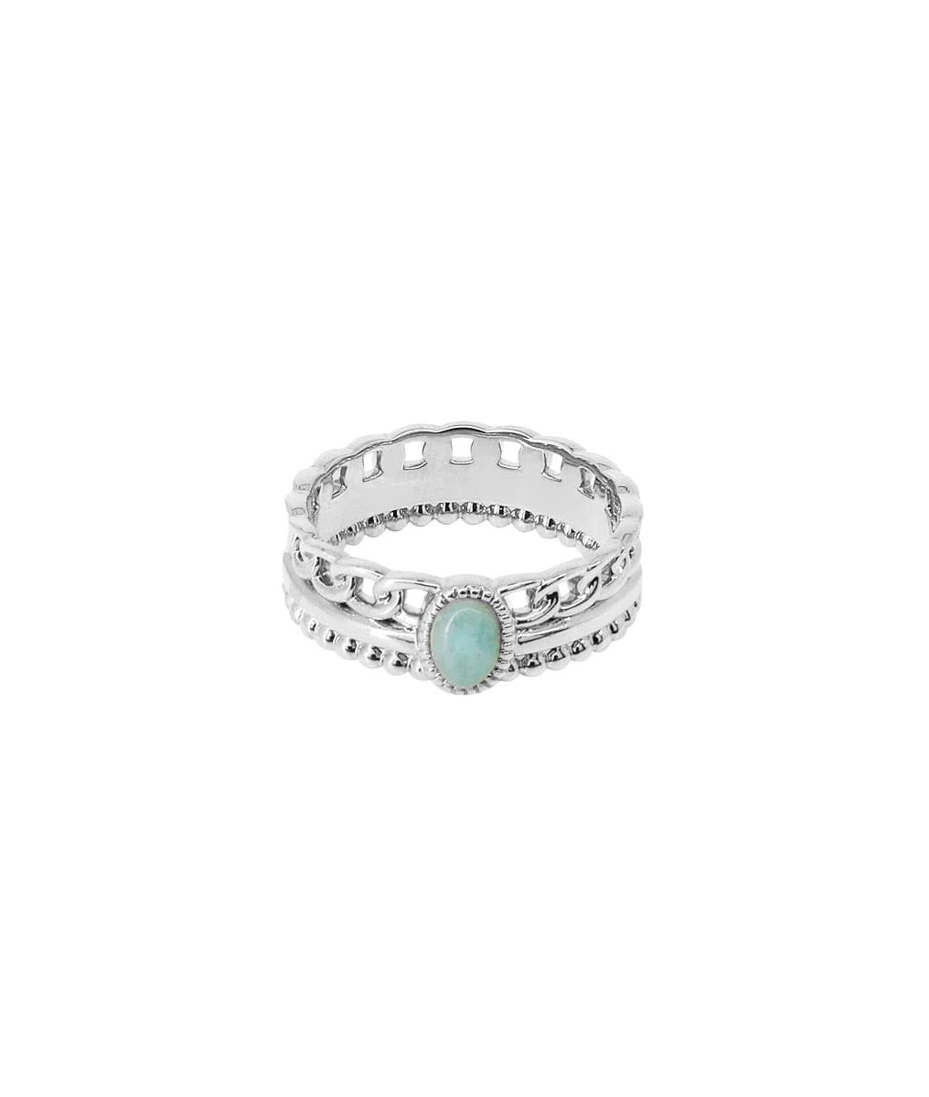 Bague triple rang et Amazonite Argent 925 - 2