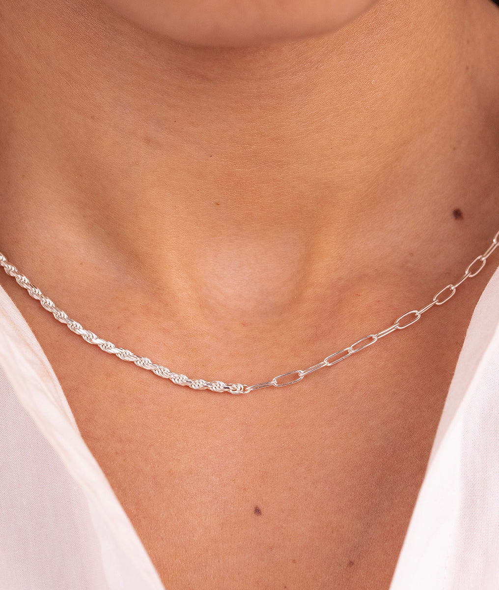 Collier grands maillons et chaîne torsadée Argent 925 - 1