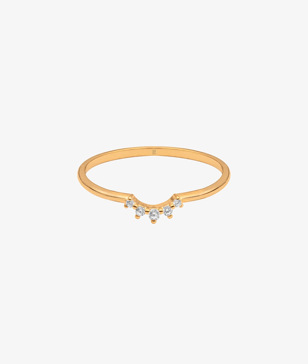 Bague fine 5 mini zircons Plaqué or - 2