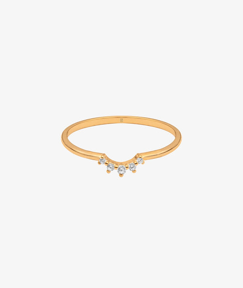 Bague fine 5 mini zircons Plaqué or - 2