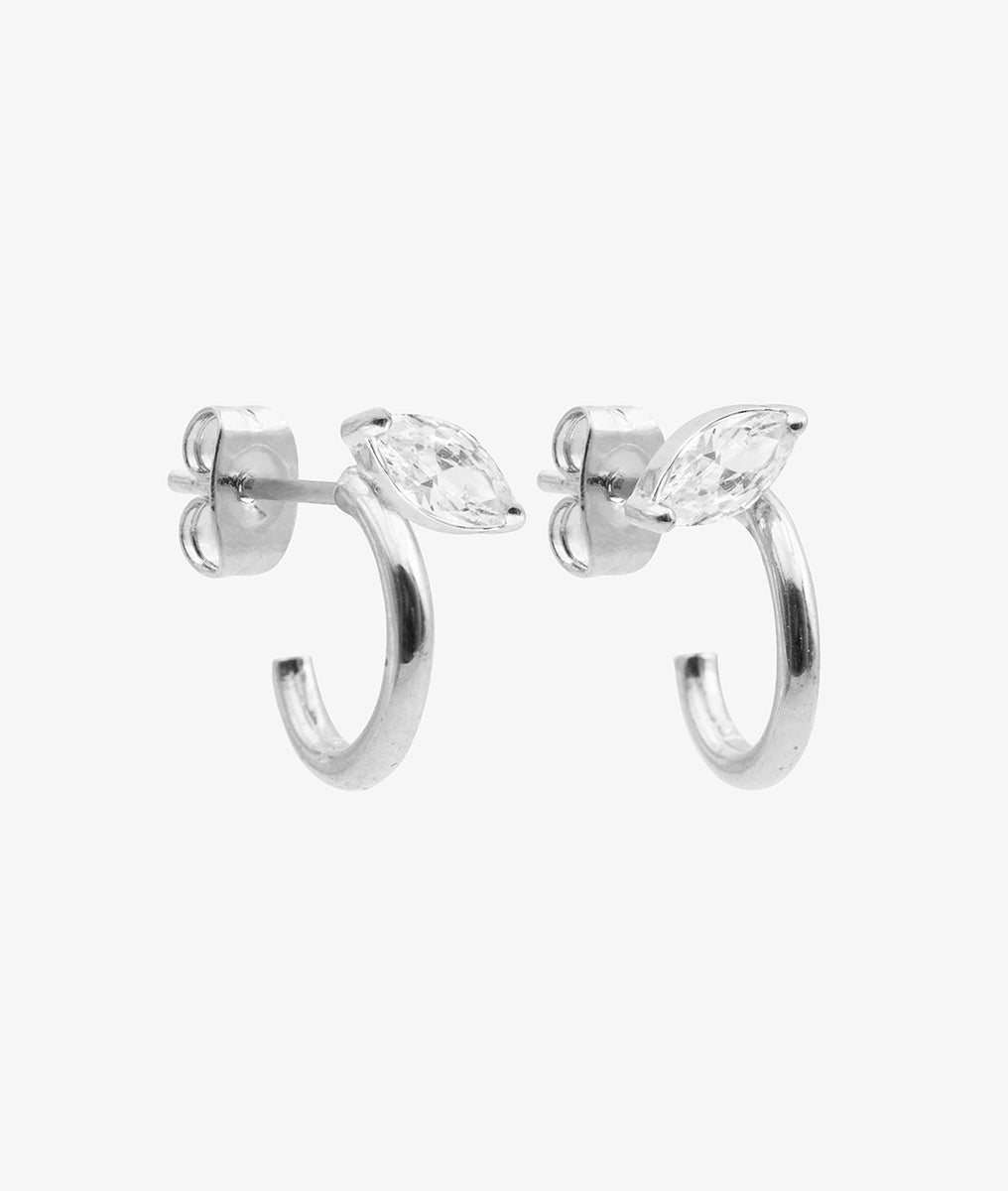 Boucles d'oreilles créoles pétale zircon Argent 925 - 2