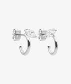 Boucles d'oreilles créoles pétale zircon Argent 925 - 2