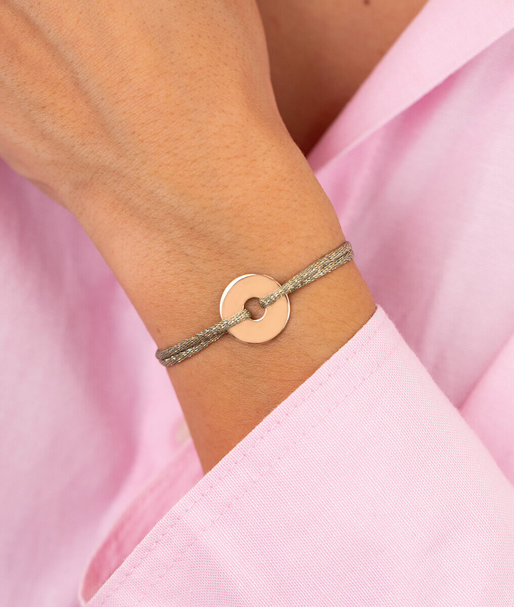 Bracelet cordon scintillant et petite cible Plaqué or - 1
