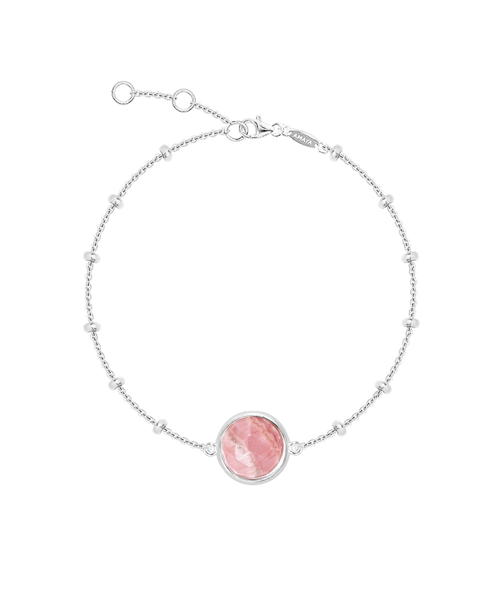 Bracelet chaîne perlée pastille Rhodonite Argent 925 - 2