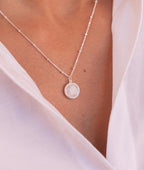 Collier chaîne perlée pastille Pierre de Lune Argent 925 - 1