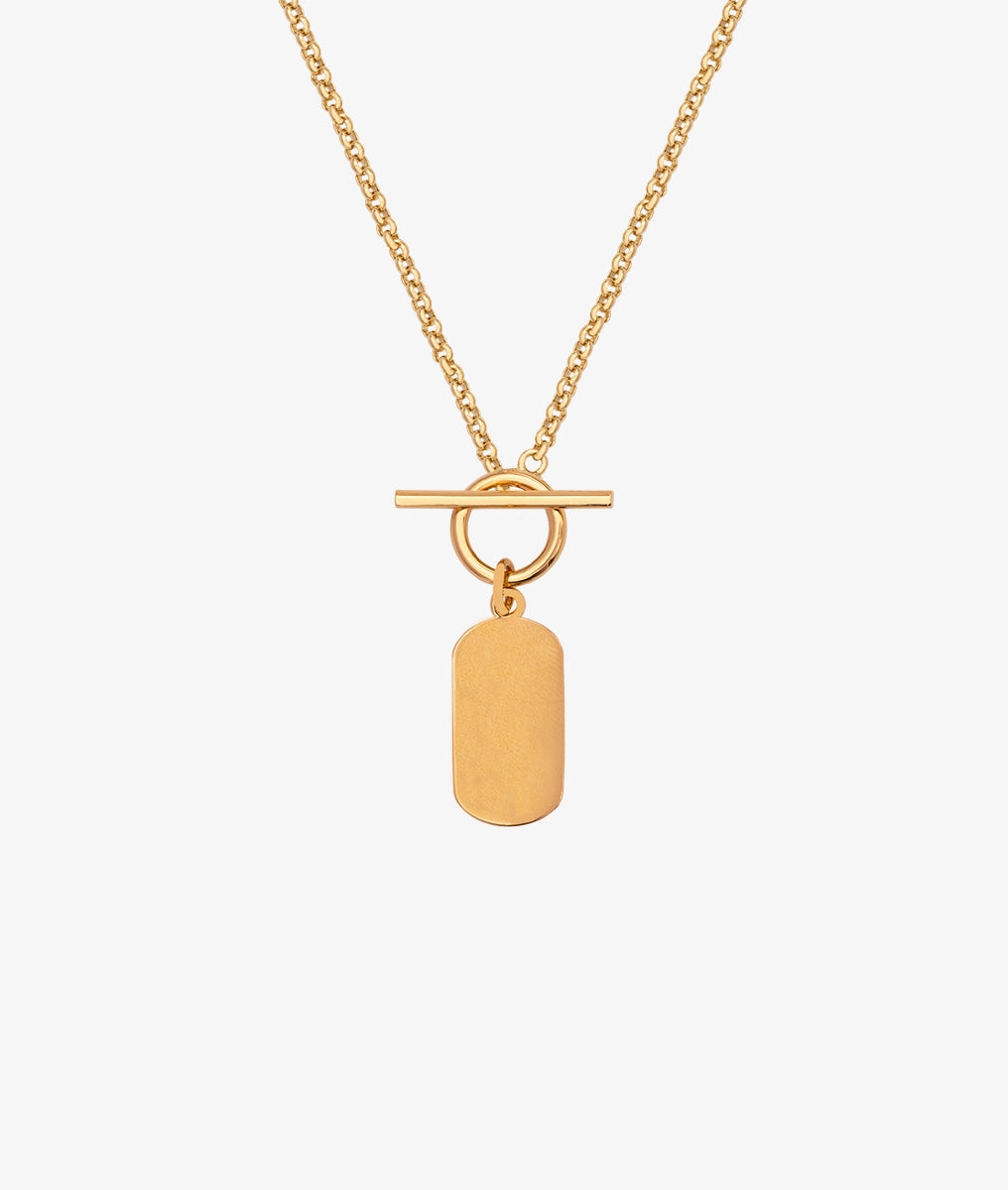 Collier chaîne fermoir et médaille ovale Plaqué or - 2