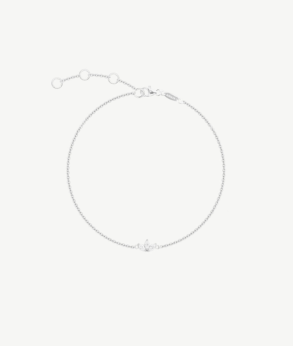 Bracelet chaîne trois pétales de zircons Argent 925 - 2