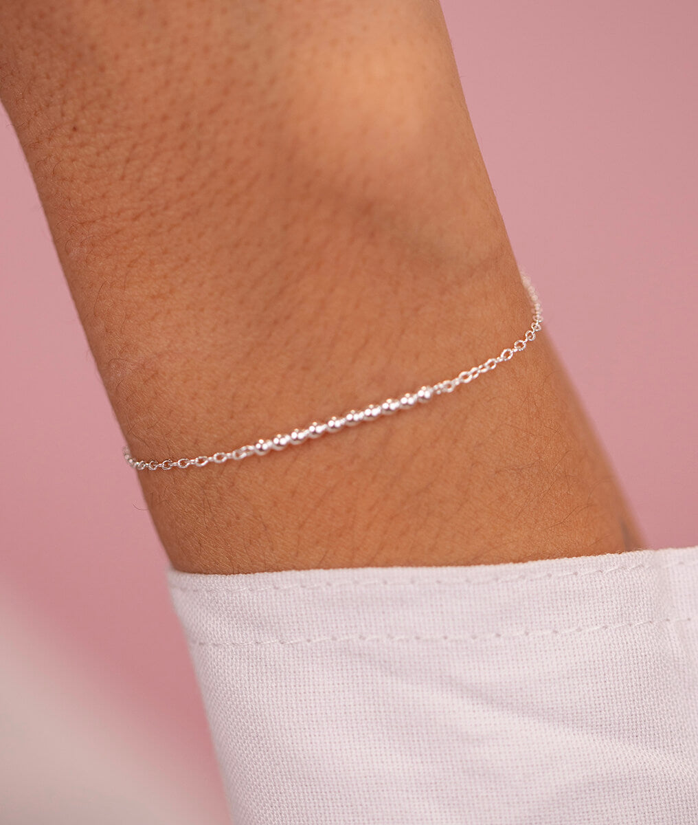 Bracelet chaîne barrette de perles Argent 925 - 1