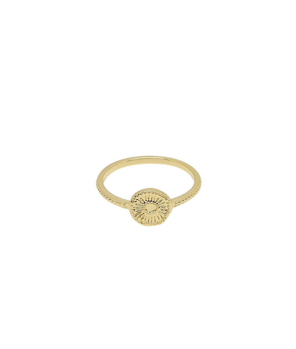 Bague fine perlée et pastille fleur Plaqué or - 2