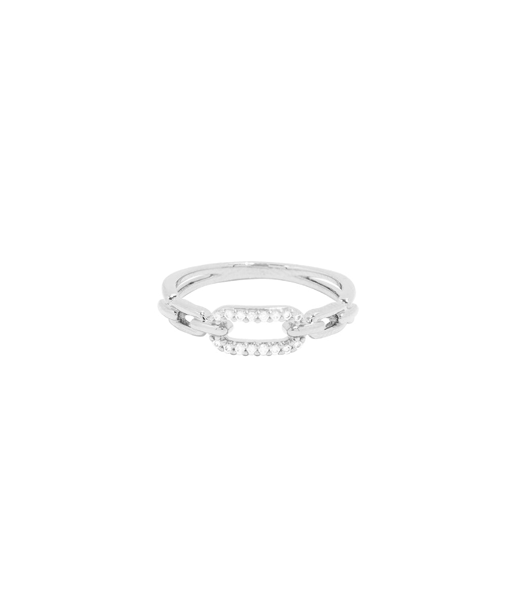 Bague rectangles entrelacés et zircons Argent 925 - 2