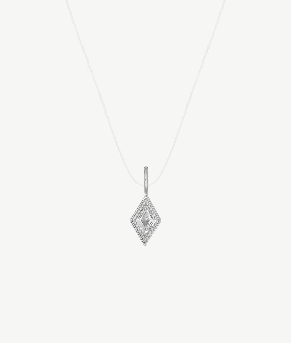Collier fil et losange zircon suspendu Argent 925 - 2