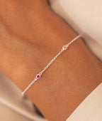 Bracelet chaîne zircons arc-en-ciel Argent 925 - 1