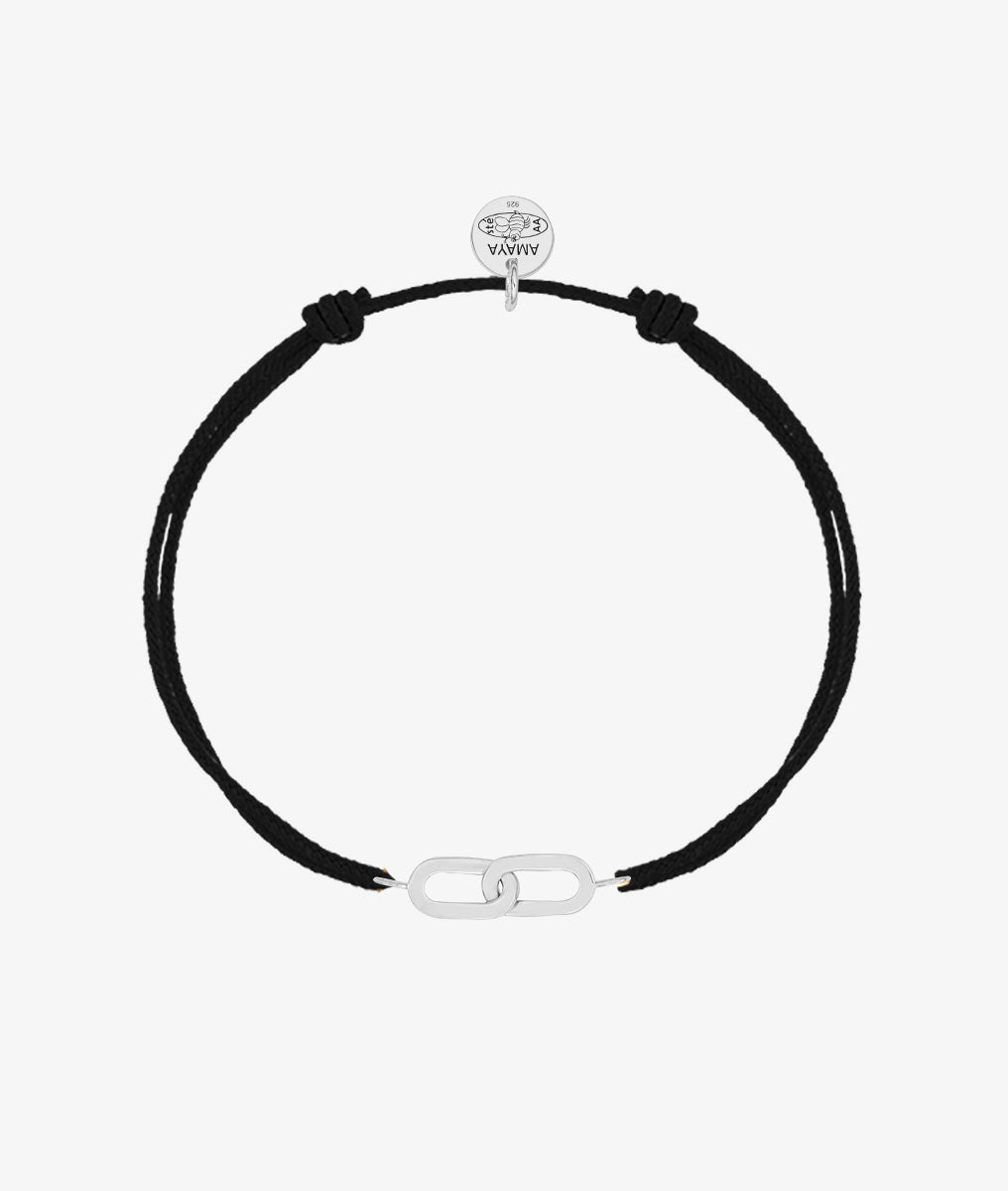 Bracelet cordon et rectangles entrelacés pour homme Argent 925 - 2