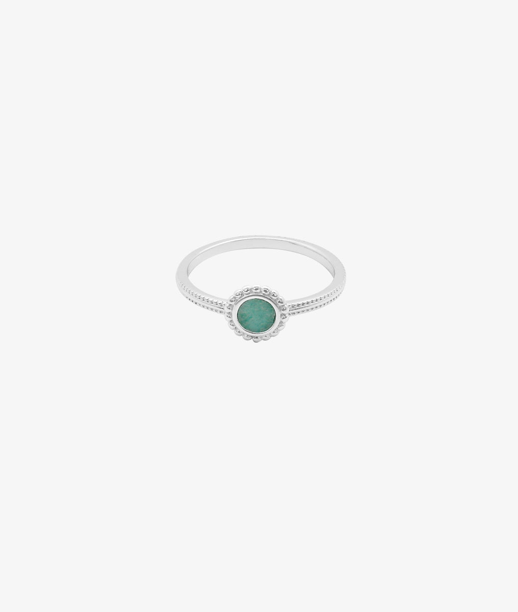 Bague pastille perlée Aventurine Argent 925 - 2