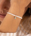 Bracelet cordon scintillant pendentif goutte Amazonite Plaqué or - 1