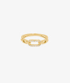 Bague rectangles entrelacés et zircons Plaqué or - 2
