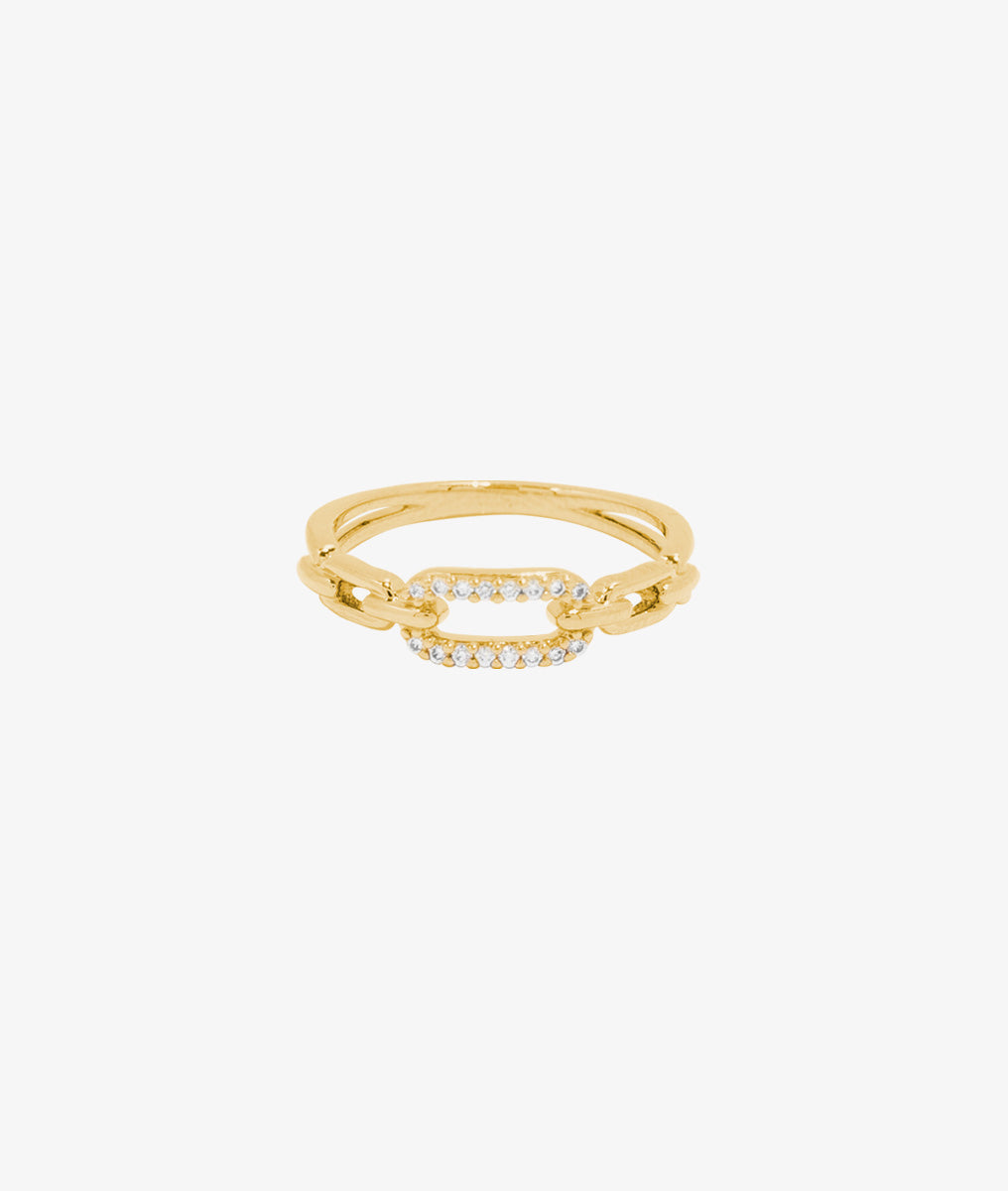 Bague rectangles entrelacés et zircons Plaqué or - 2