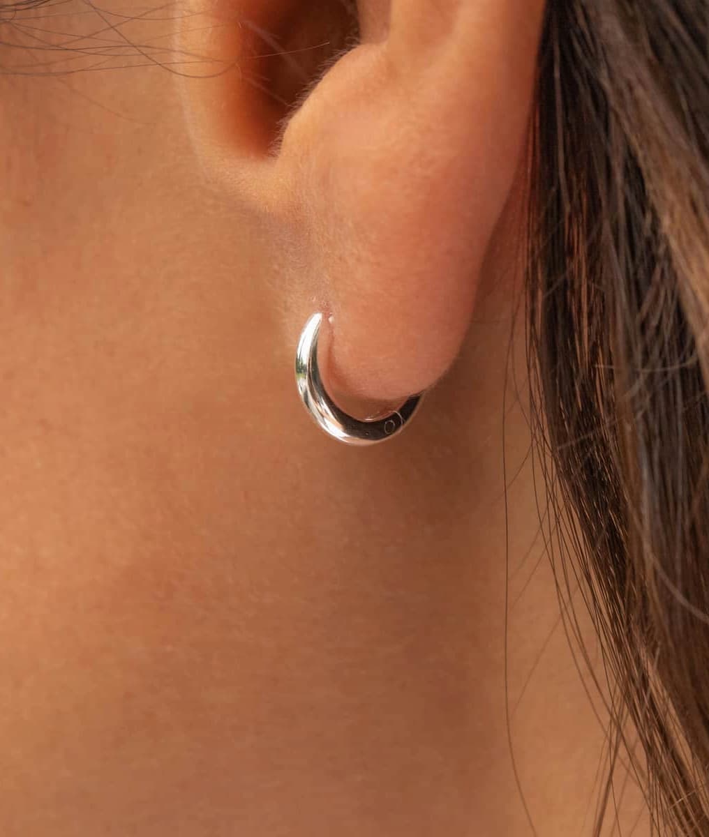 Boucles d'oreilles petites créoles lisses Argent 925 - 1