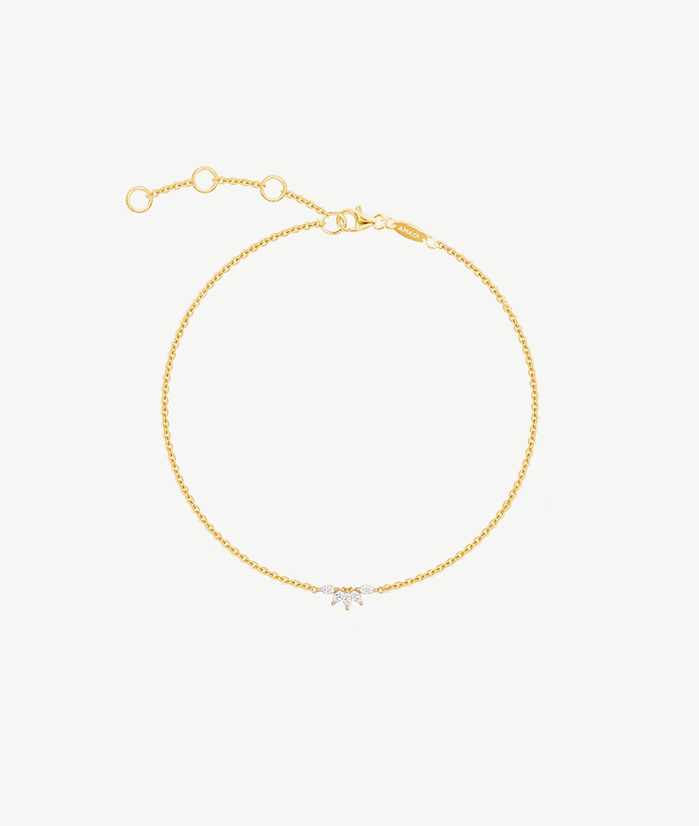 Bracelet chaîne cinq pétales de zircons Plaqué or - 2