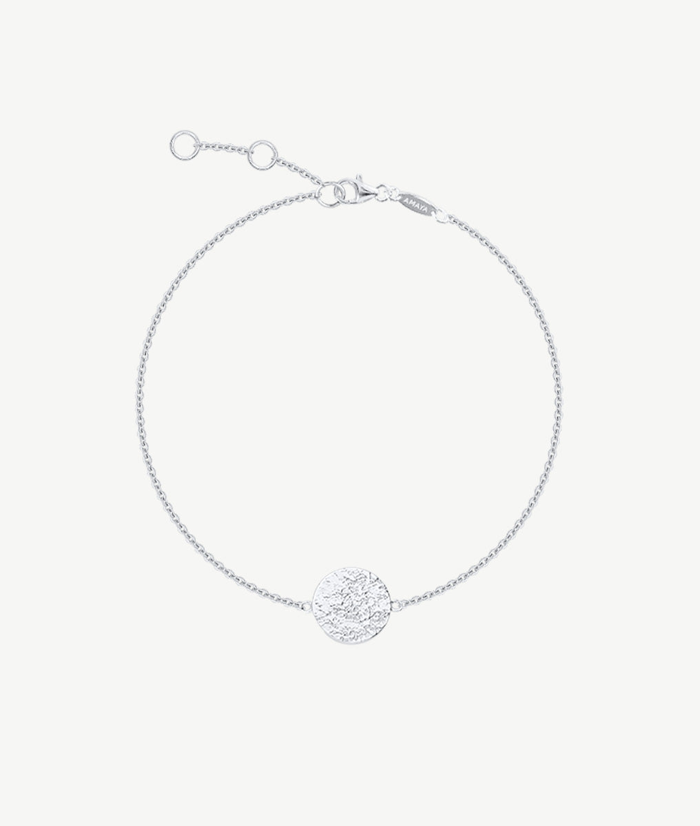 Bracelet chaînette et pastille texturée Argent 925 - 2