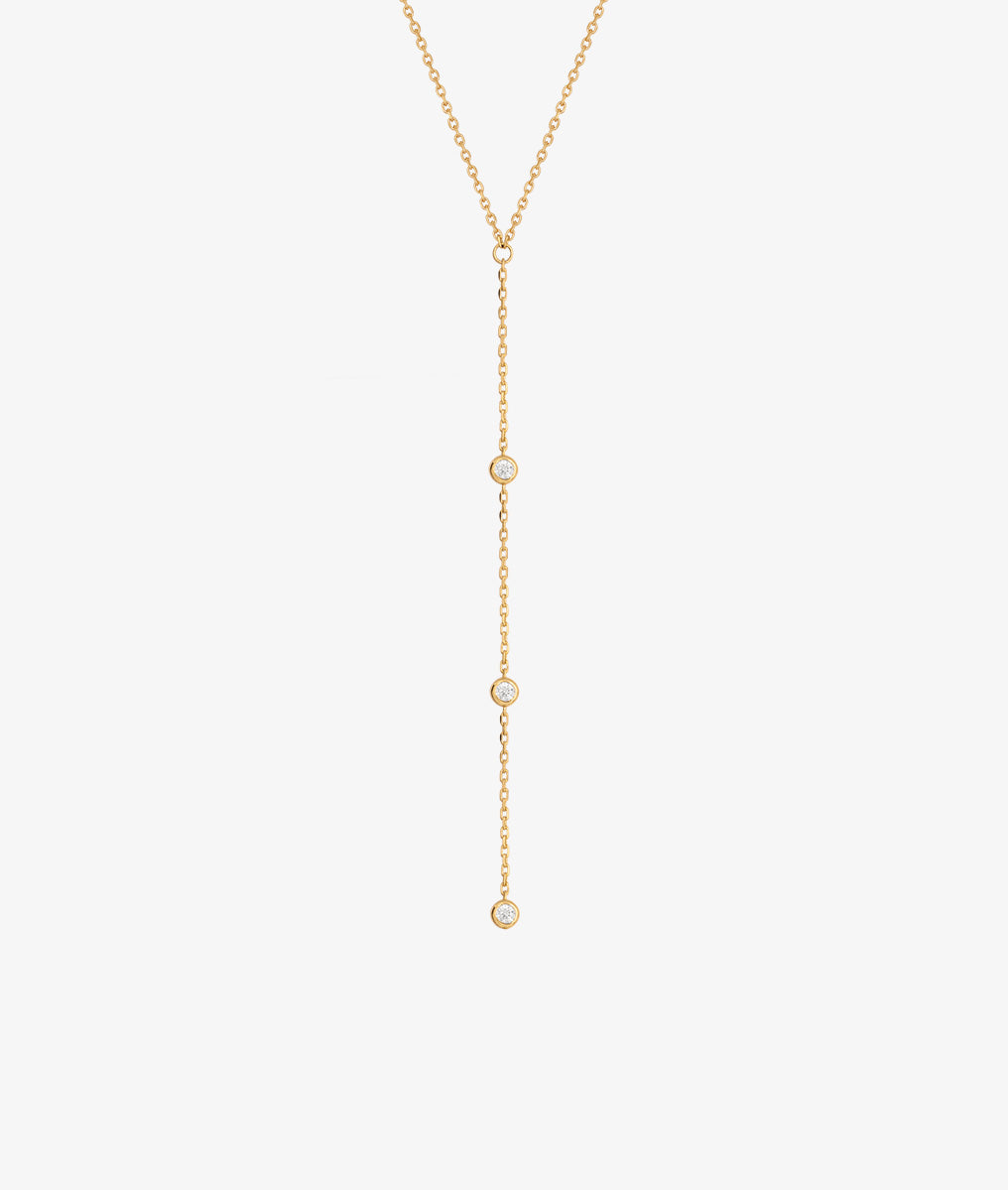 Collier chaîne de dos trois zircons pendants Plaqué or - 2