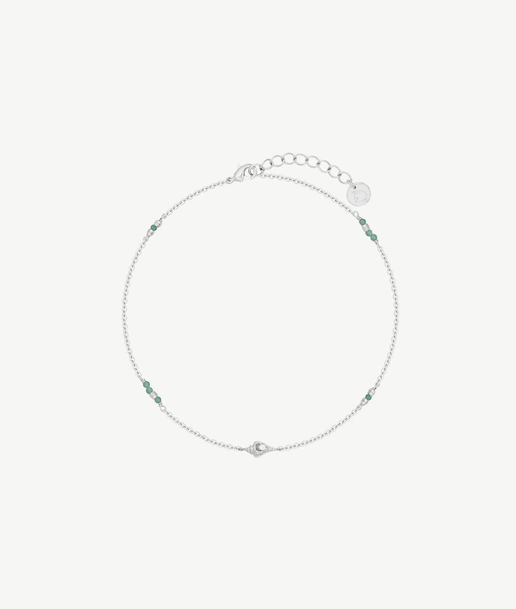Bracelet chaîne zircons verts et coquillage Argent 925 - 2