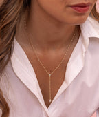 Collier chaîne cravate et goutte Plaqué or - 2