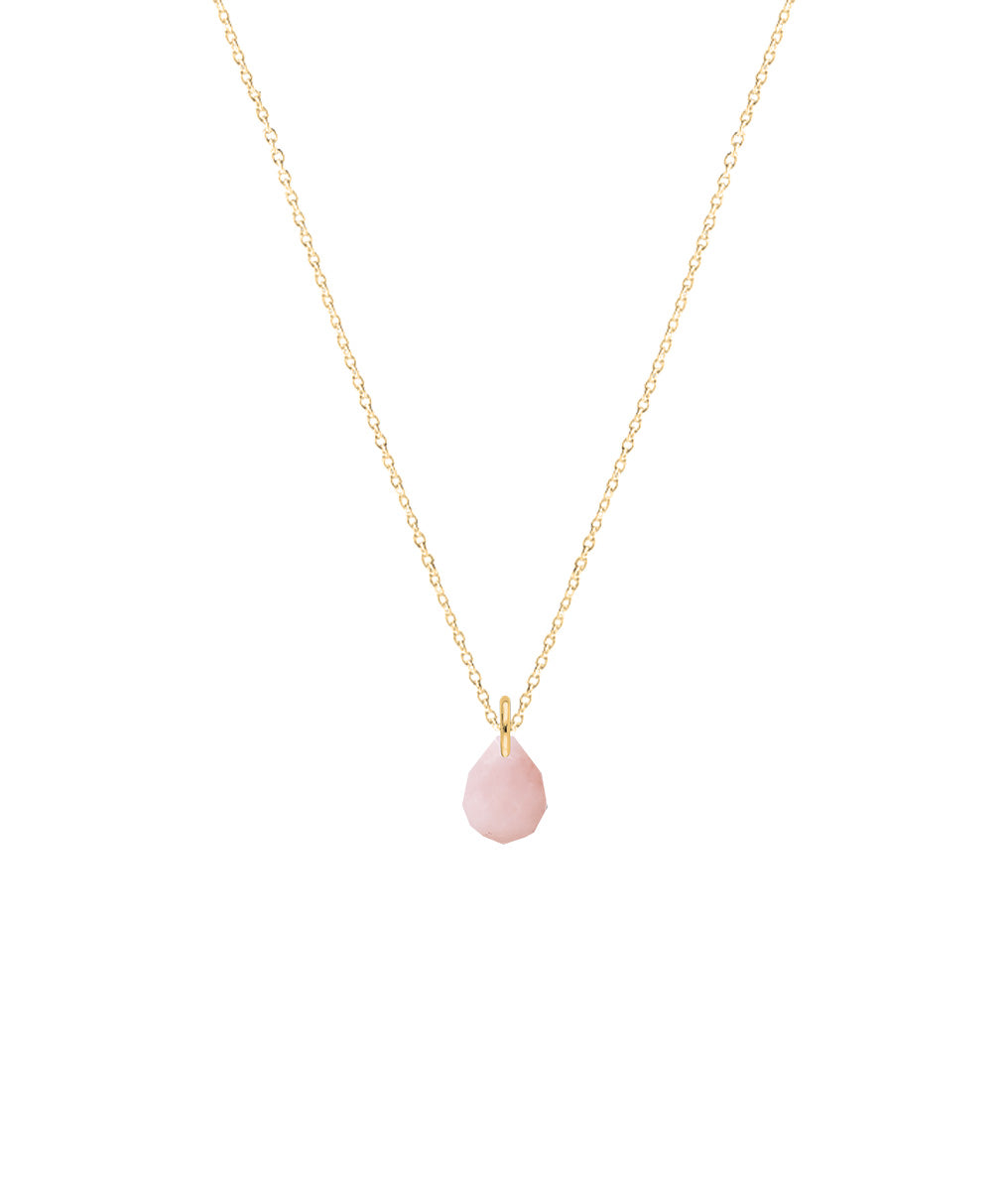 Collier chaîne et Quartz rose suspendu Plaqué or - 2