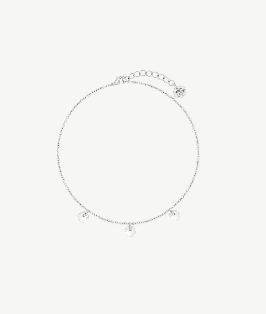 Bracelet chaîne 3 zircons suspendus Argent 925 - 2