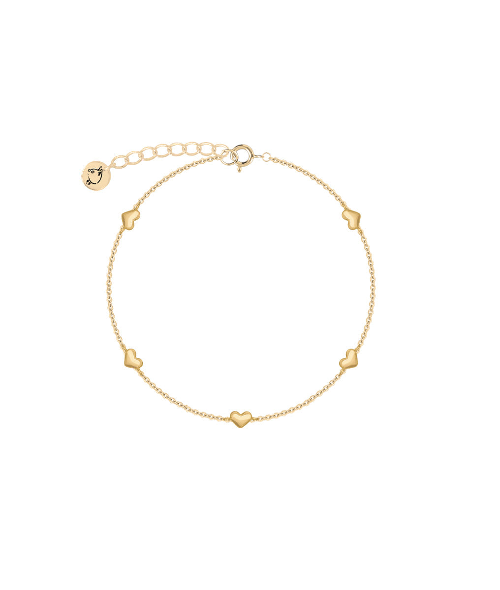 Bracelet chaînette mini coeurs bombés Plaqué or - 2