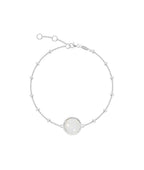 Bracelet chaîne perlée pastille Pierre de Lune Argent 925 - 2