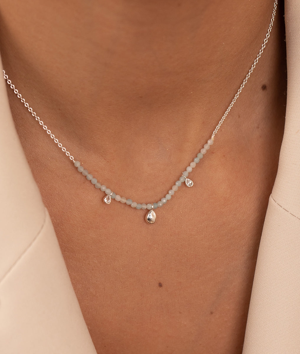 Collier Amazonite et gouttes Argent 925 - 1