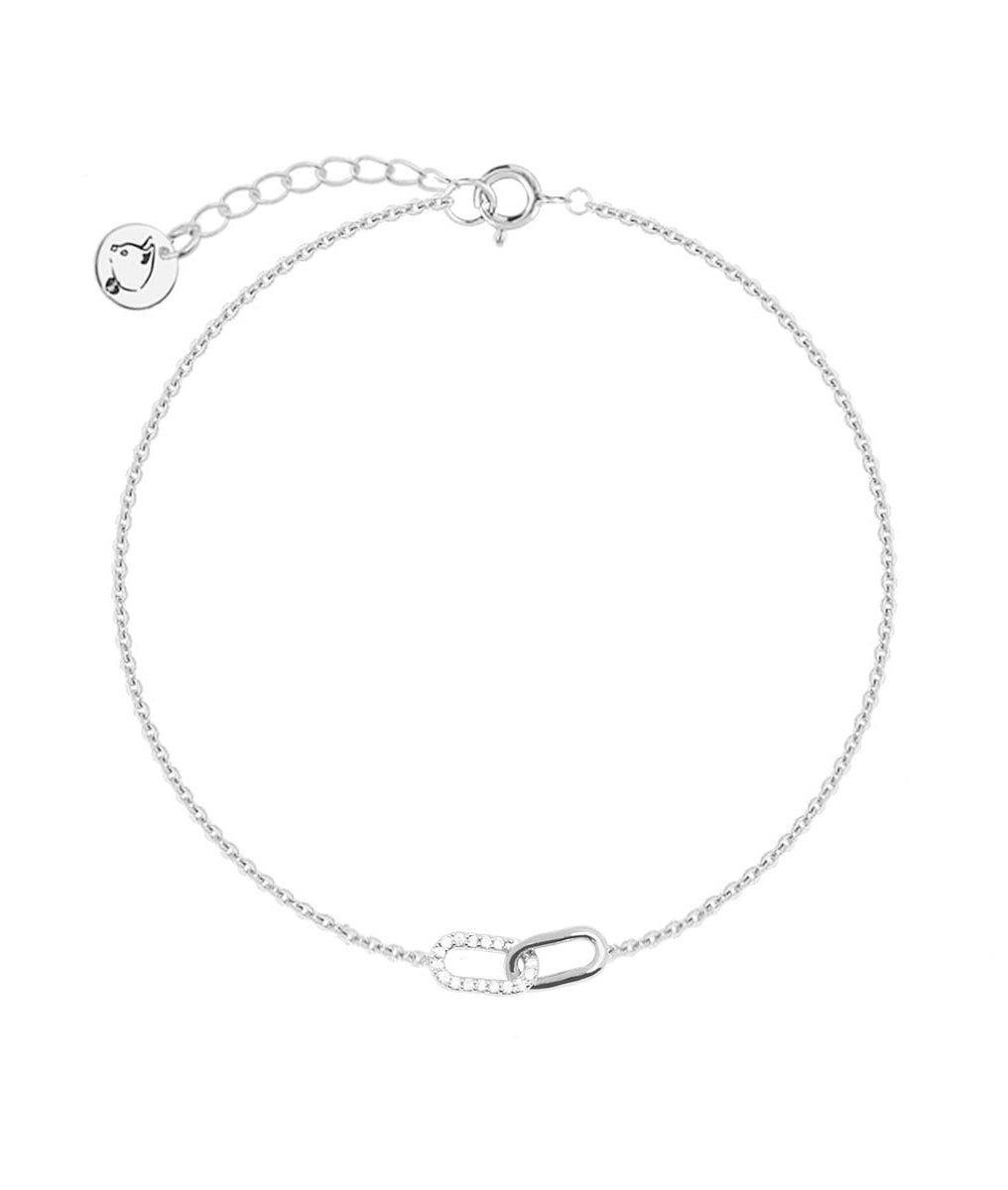 Bracelet rectangles entrelacés et zircons Argent 925 - 2