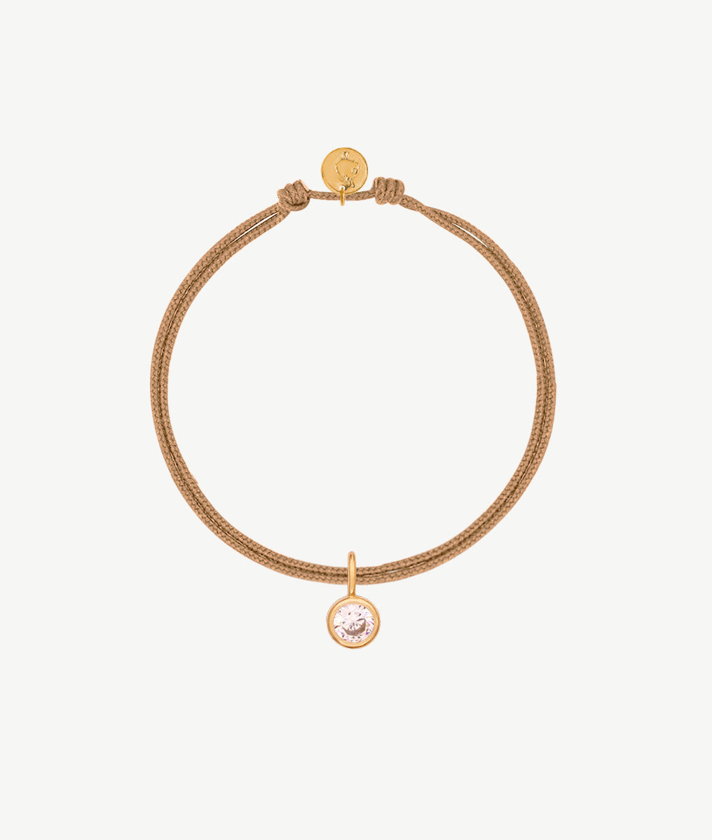 Bracelet cordon et pendentif solitaire zircon Plaqué or - 2