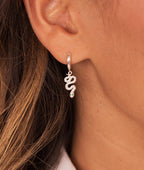 Boucles d'oreilles créoles et serpents zircons Argent 925 - 1
