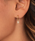 Boucles d'oreilles créoles et rectangles zircons Plaqué or - 1