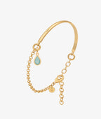 Demi jonc chaînette et pendentif goutte Amazonite Plaqué or - 2