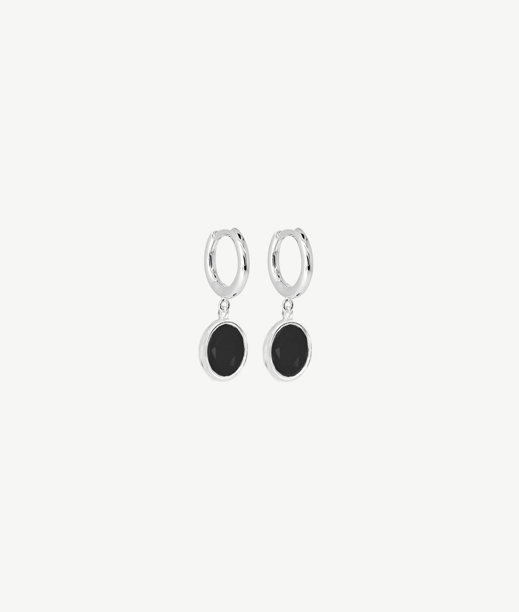 Boucles d'oreilles créoles et Onyx Argent 925 - 2