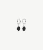 Boucles d'oreilles créoles et Onyx Argent 925 - 2