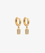 Boucles d'oreilles créoles et rectangles zircons Plaqué or - 2