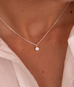 Collier chaîne et pendentif solitaire zircon Argent 925 - 1