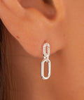 Boucles d'oreilles puces rectangles entrelacés et zircons Argent 925 - 1