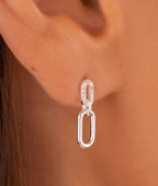 Boucles d'oreilles puces rectangles entrelacés et zircons Argent 925 - 1